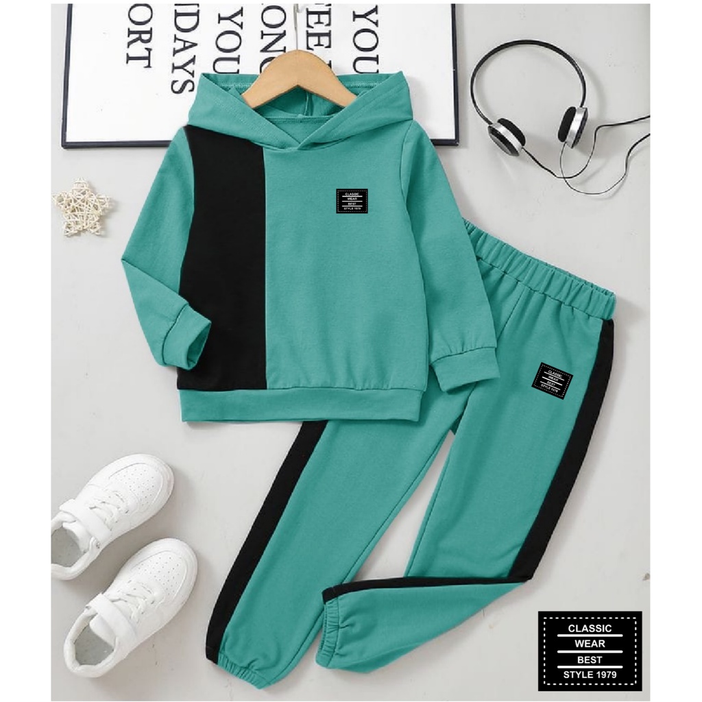 Set Wanita Model Hoodie Terbaru Viral Tangan Panjang Matt Babyterry /Set Hitami Size M-L-XL-XXL Set Sport Wanita/Stelan Olah Raga Wanita Kekinian