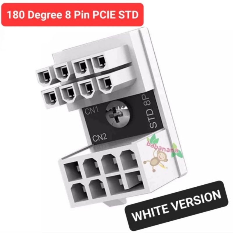 8 Pin PCIE GPU Elbow Reverse Premium White Siku Vga 90 Degree STD