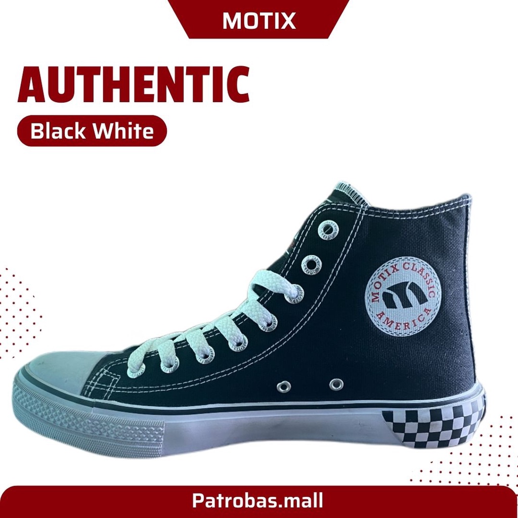 Sepatu Motix Authentic Black White Original Sneakers Fashion