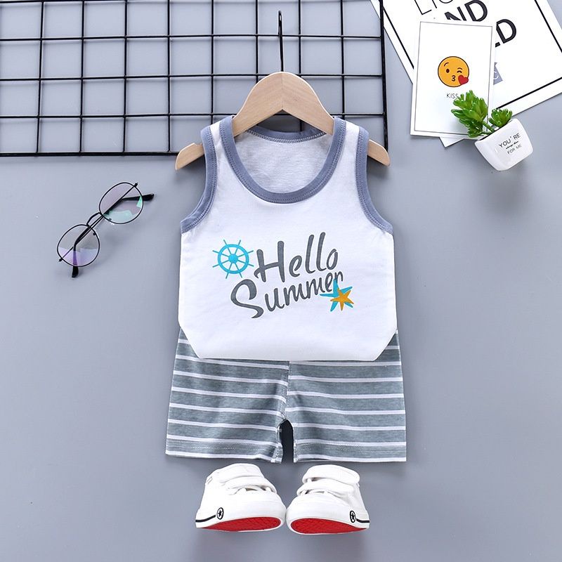 Setelan Renang Anak Baby Boy Tank Top And Shorts Set Premium 6-24 Bulan