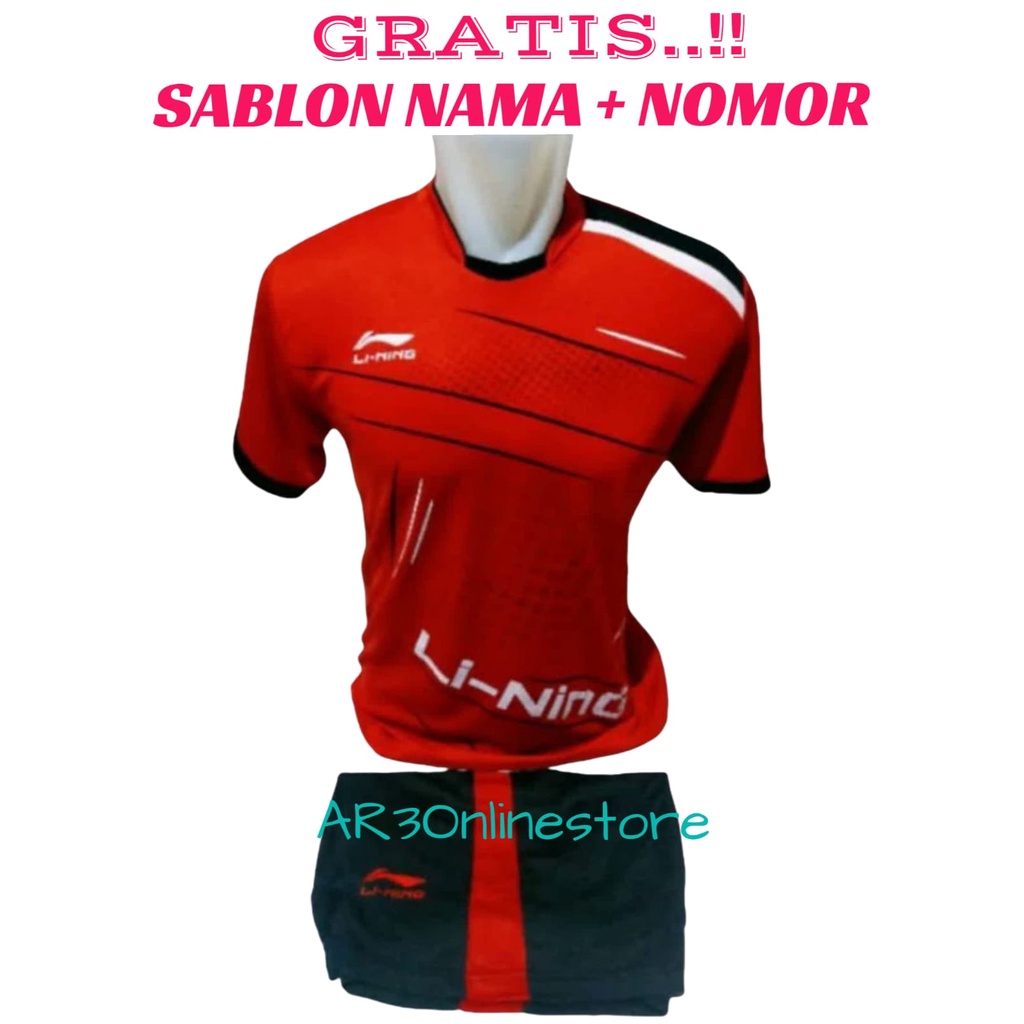 ( FREE SABLON NAMA + NOMOR ) Baju stelan olahraga pria/wanita kaos badmjinton bulutangkis tenis voli bola futsal motif terbaru