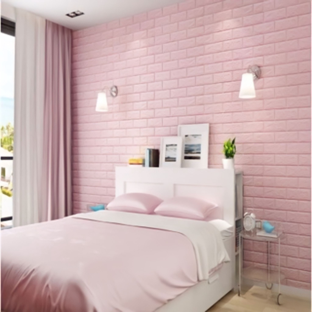 PALING MURAH ! Wallpaper Dinding FOAM Timbul 3D Bata Putih CLASSIC BRICK BEST SELLER D001 - XOBOX