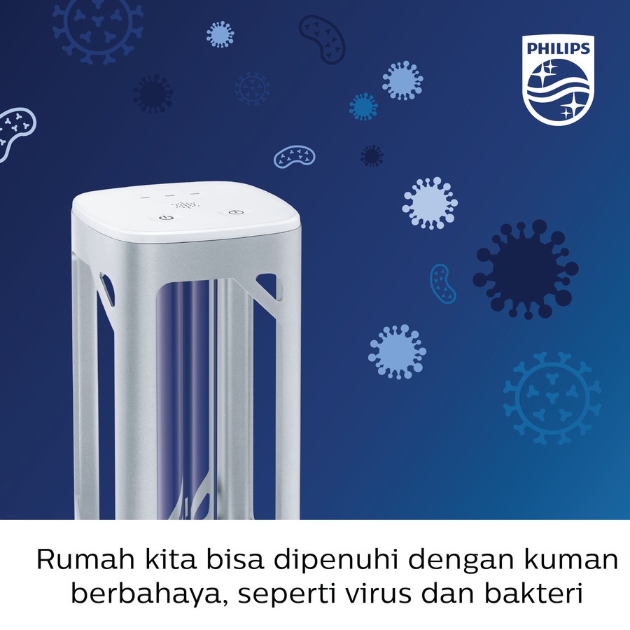 Lampu Philips UVC Desk Lamp Silver Disinfektif efektif melawan virus dan bakteri dipermukaan dan ruangan