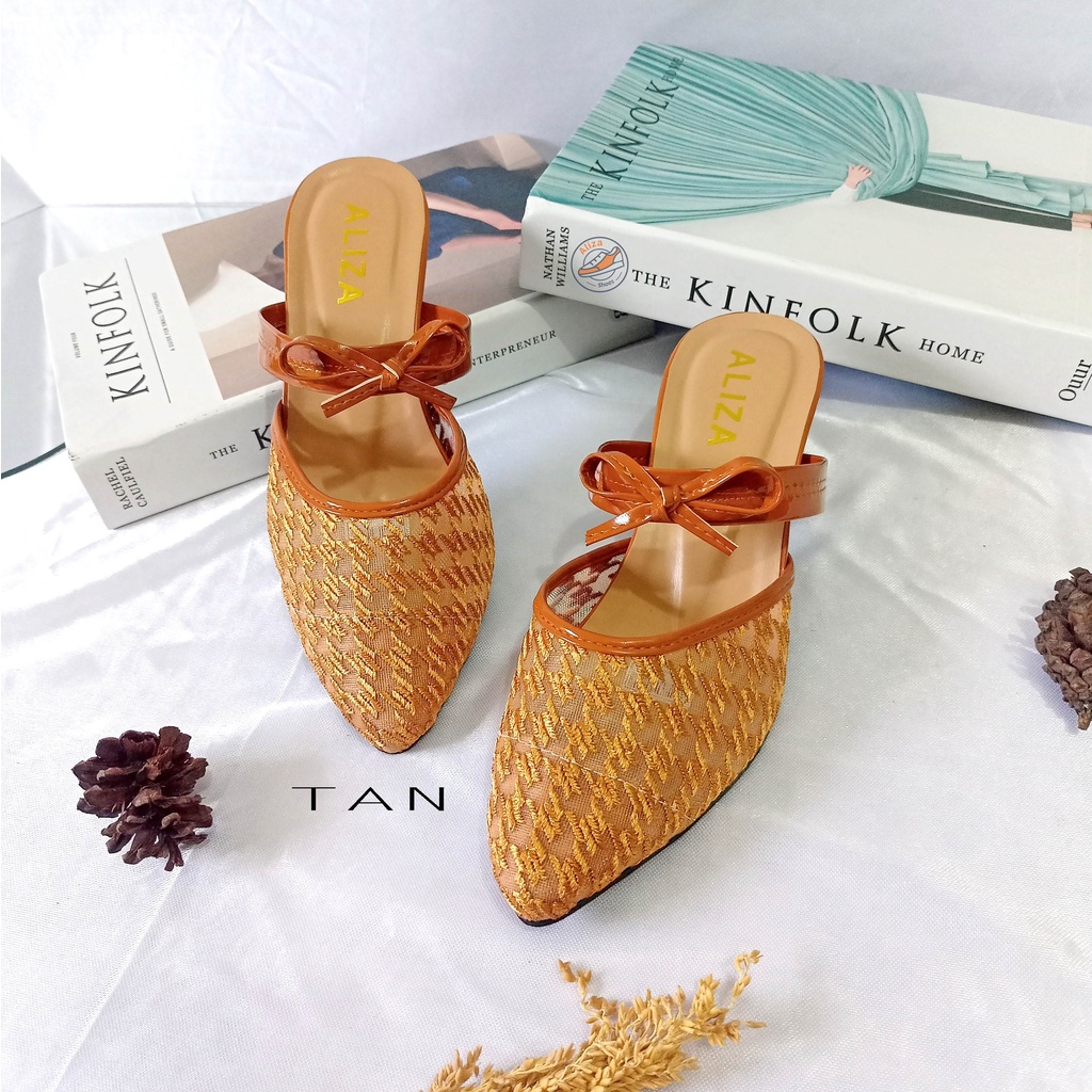 SANDAL WANITA 5CM  HEELS CHUNKY MOTIF BRUKAT TERBARU