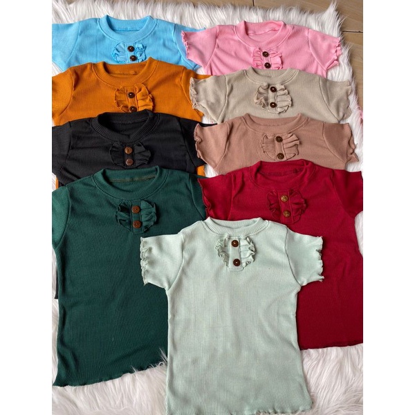 Baju ATASAN Anak Perempuan RUFFLE Knit Tee Rib Rib 1-5 tahun