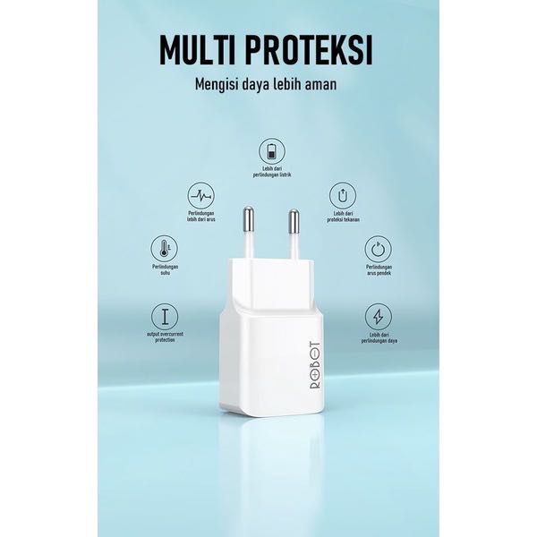 Charger 1A ROBOT RT-K10 Single Output White Garansi Resmi 1 Tahun