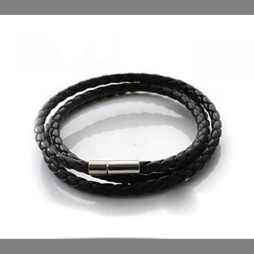 Hbid New Feshion Kalung Tali Kulit Asli Rantai Twist Stainless Glory