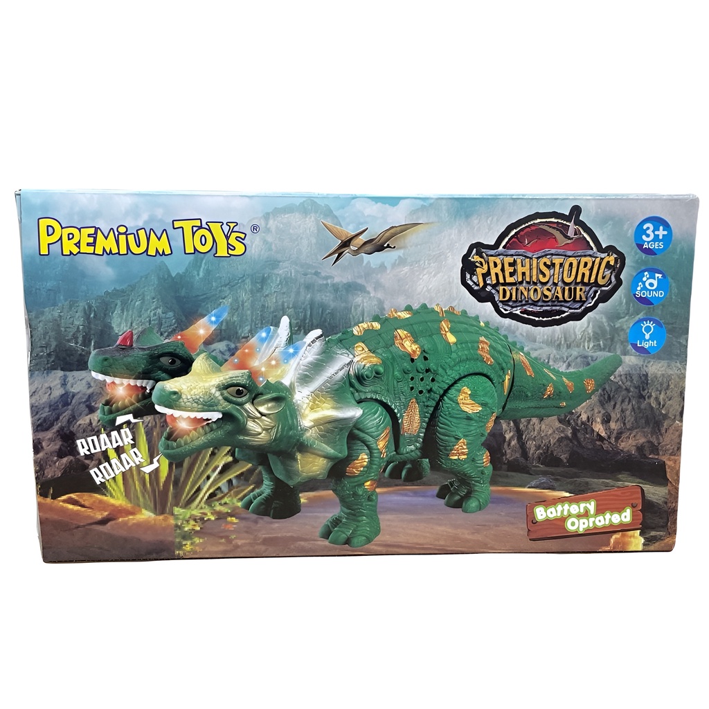 Prehistoric Dino | Mainan Robot Dinosaurus Kepala Dua Musik Dan Lampu | Kado Ulang Tahun Anak Laki Laki | Mainan Terbaru 2023