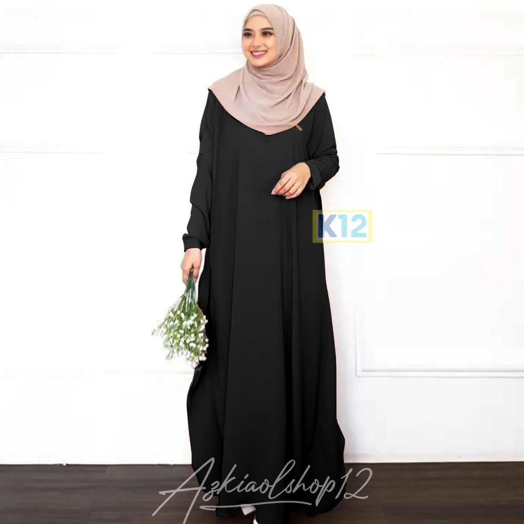 ( BISA COD) ABAYA AMIRA CRINKLE BATWING / BASIC ABAYA POLOS / ABAYA BATWING CRINKLE