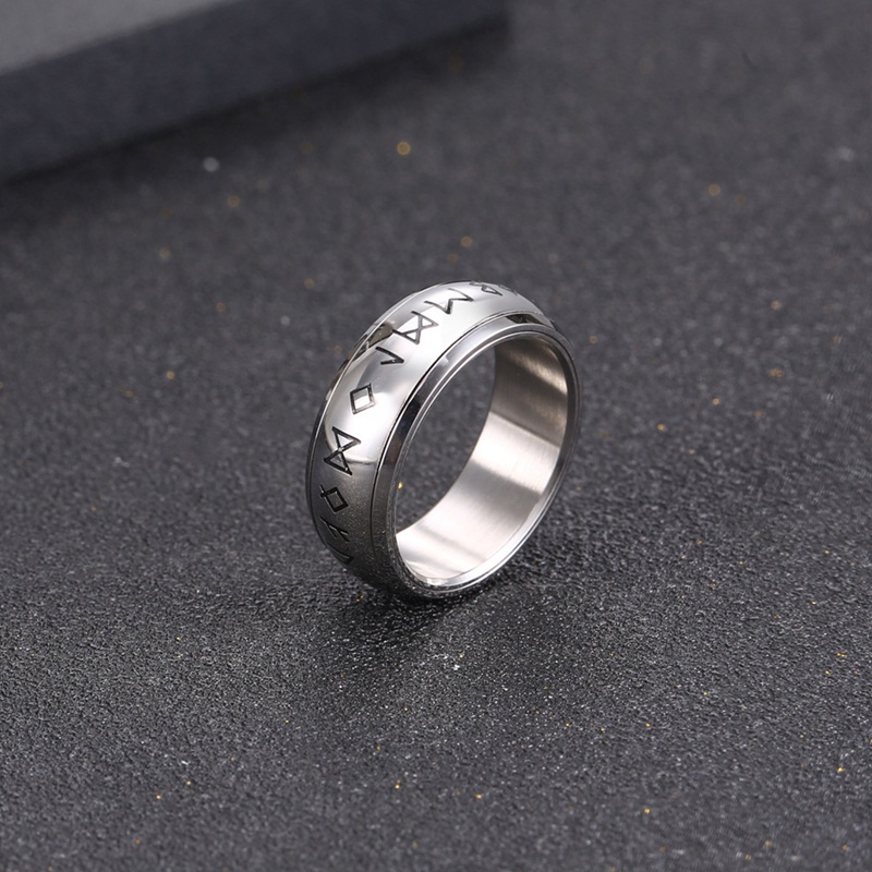 Vintage 8mm Pria Stainless Steel Nordic Viking Amulet Rune Cincin Hiphop Rock Pesta Perhiasan