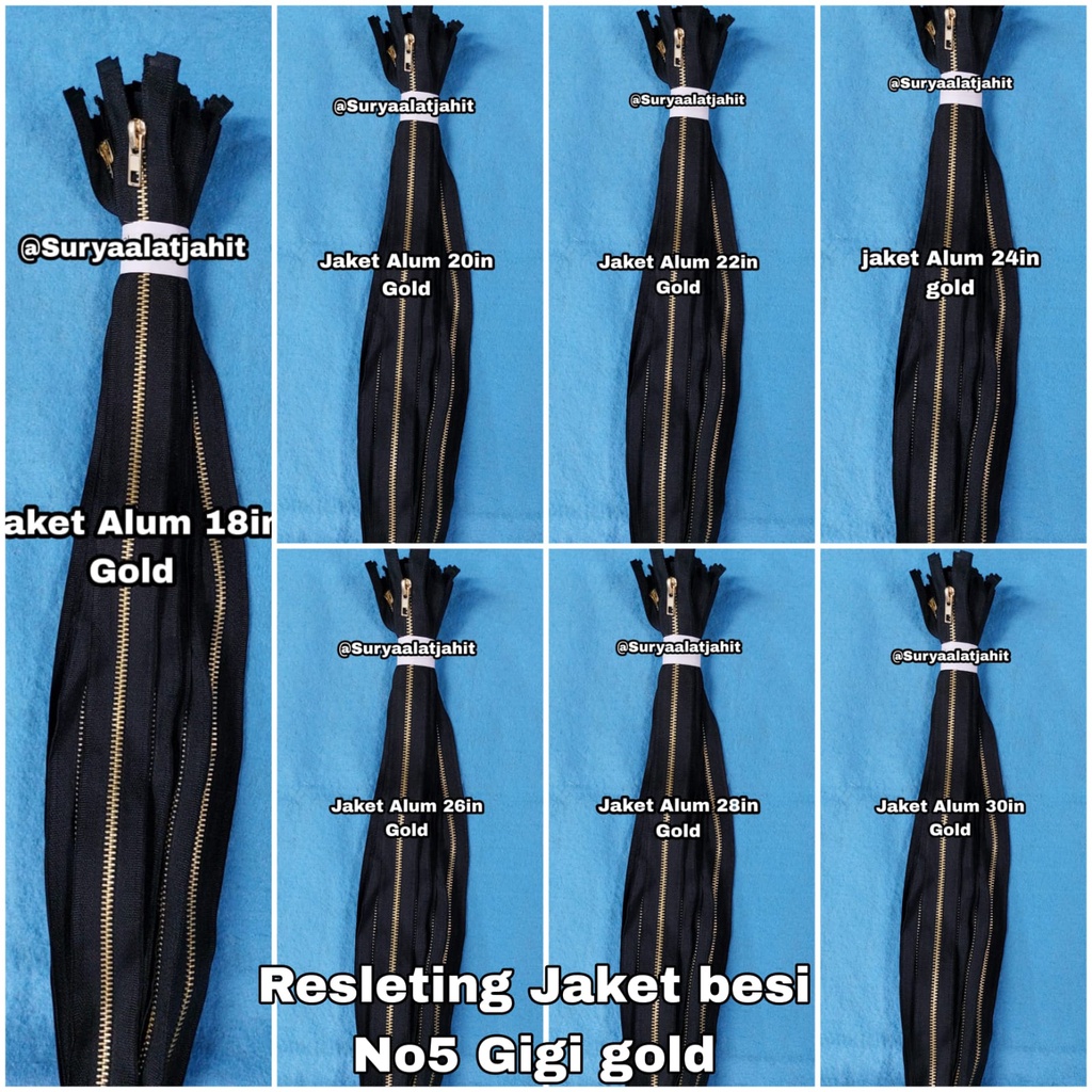 Resleting Jaket (45cm) Gigi Mas Alumunium =rp.32.550/1lusin