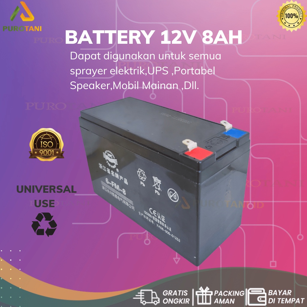 Baterai Aki Kering Sprayer Elektrik Dan UPS Nagasaki 12 V 8ah
