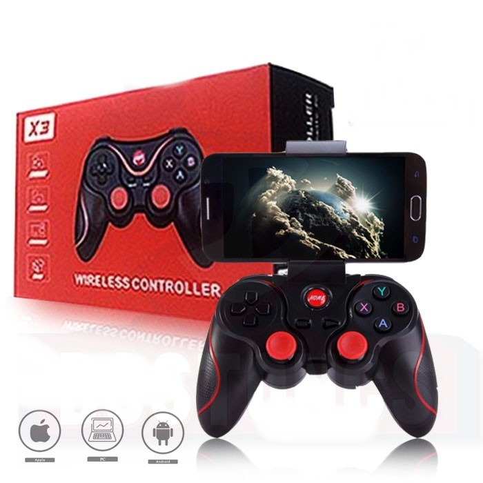 GAMEPAD BLUETOOTH X3 FOR SMARTPHONE TV BOX SMART TV LAPTOP COMPUTER WIRELESS X3 GAMEPAD JOYSTICK BLUETOOTH PLUS HOLDER HP GAMEPAD CONTROLLER GAMEPAD X3