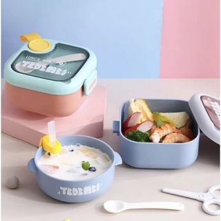 TEDEMEI Kotak Makan 2 IN 1 / Set Lunch Box FREE SENDOK & MANGKUK 100% BPA FREE