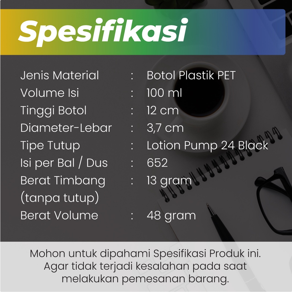 Botol Plastik 100 ml PET - Tutup Pump Hitam / Botol Lotion Pump Hitam 100ml