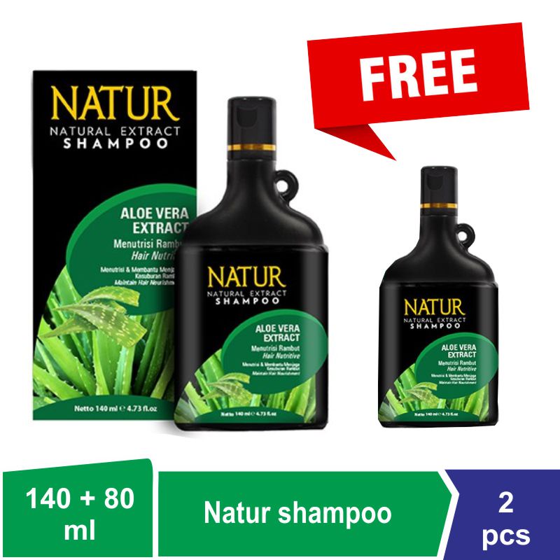 Promo Natur Shampoo Aloe Vera 140 ml + 80 ml beli 1 gratis 1