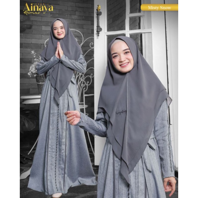 SET GAMIS SYARI AINAYA MISTY SNOW ORIGINAL INAYA INAYALESY FASHION DRESS BAJU BUSANA MUSLIM WANITA D