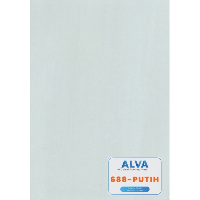 Lantai Vinyl Alva Polos Tebal 1.2Mm / Vinyl Lantai Warna Putih