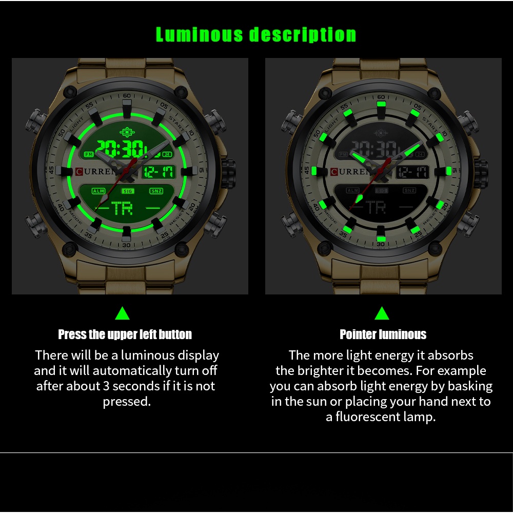 CURREN BARU Olahraga Pria Jam Tangan Fashion Led Digital Militer Kuarsa Jam Tangan Baja Dual Tampilan Jam Pria