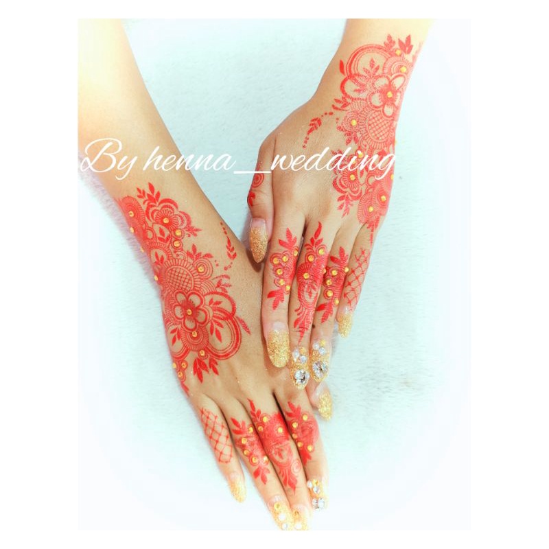 Henna instan merah free MANIK dan GLITTER / Henna tatto red series 1pcs untuk kanan kiri