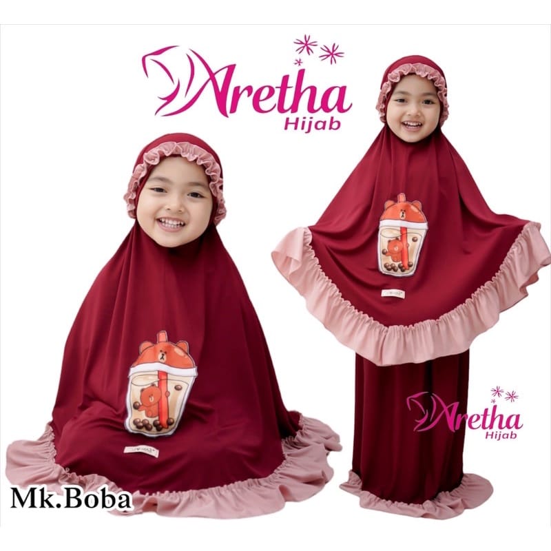 MUKENA ANAK BOBA ORI ARETHA Mukena Jersey Balita Karakter