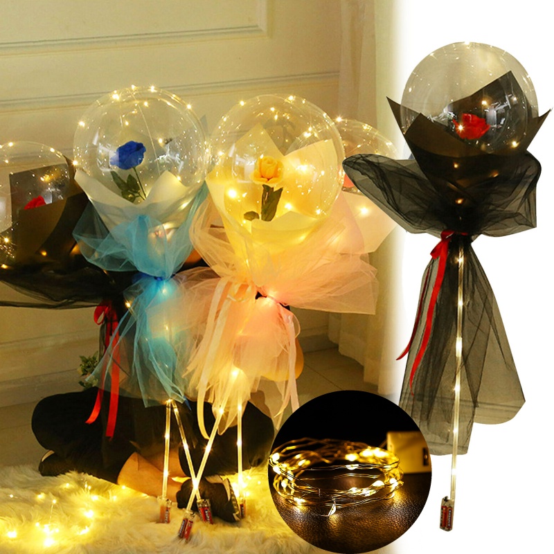 Bobo Balon Lampu String Kawat Tembaga/Wire Light String Warna Warni Untuk Hadiah Valentine Bobo Balon Dekor