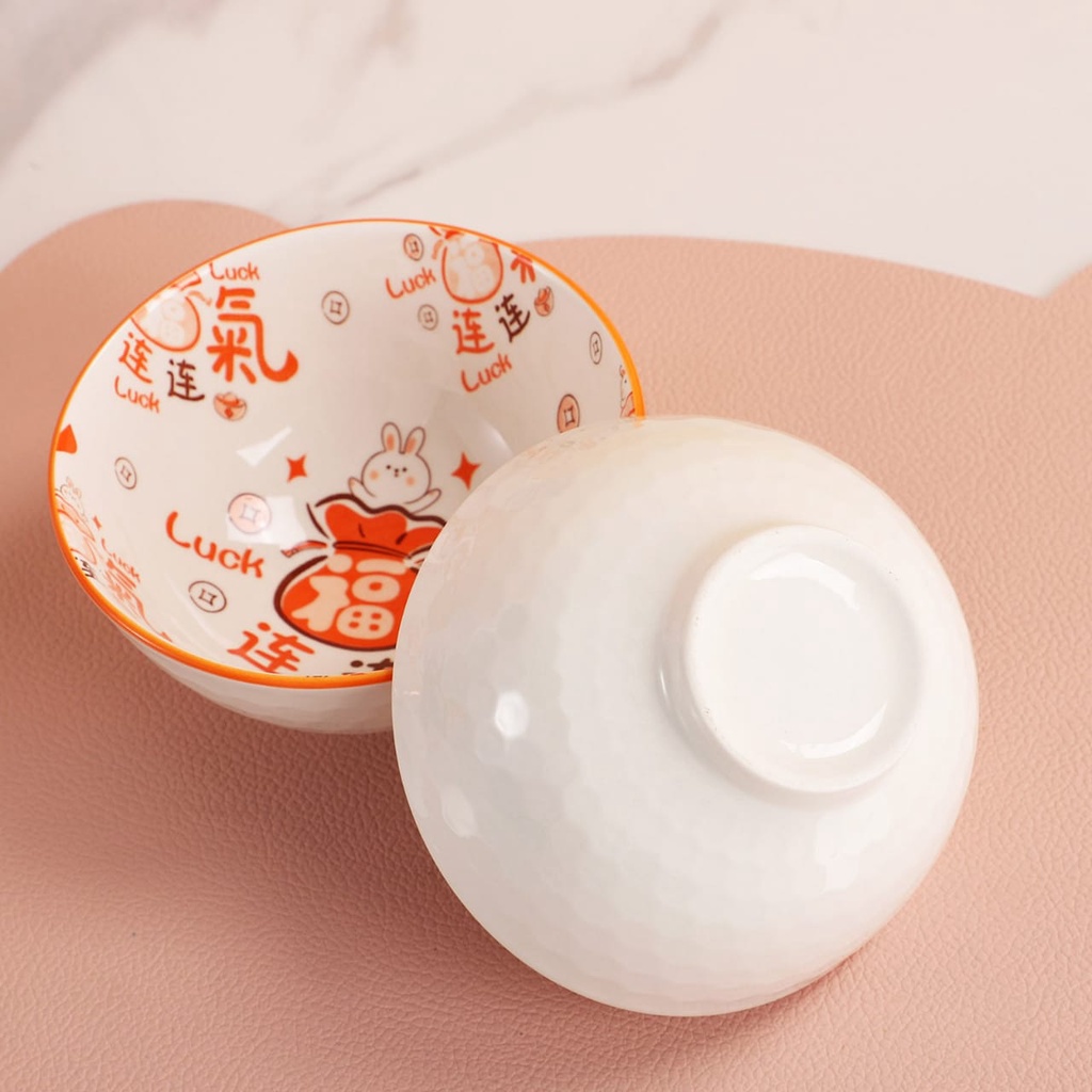 Hampers Imlek Mangkok Set Premium Bowl Set Chinese New Year Edisi Rabbit  | Souvernir Imlek Tahun 2023 Shio Kelinci Mangkok Keramik Kado Pernnikahan