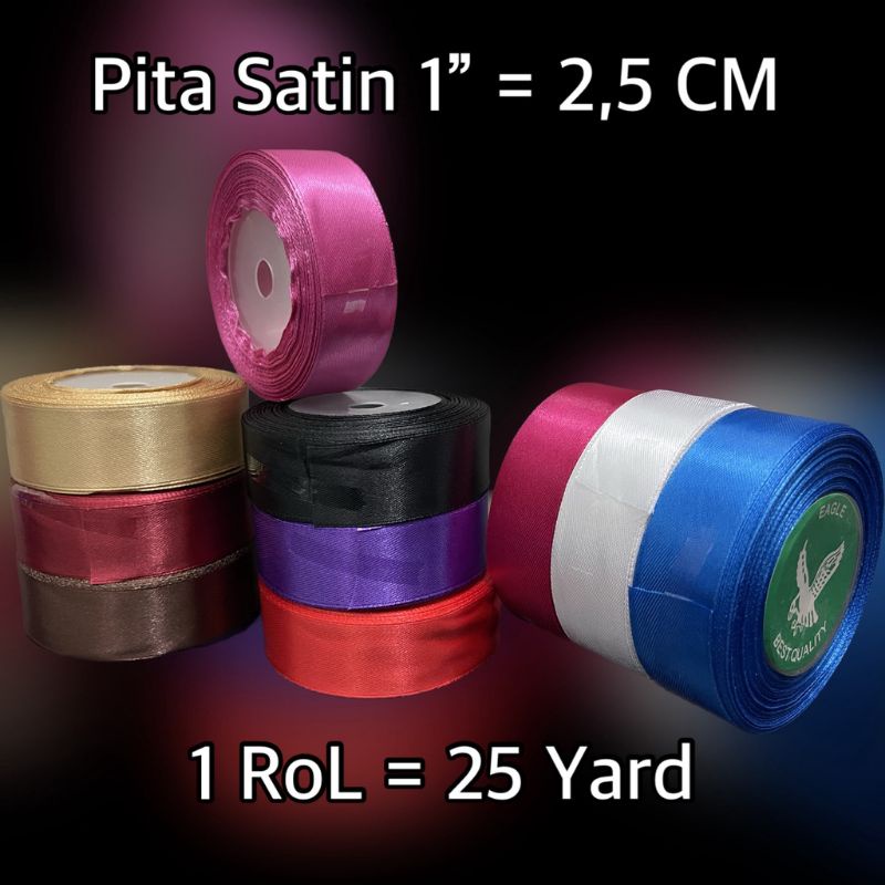 Pita Satin PER METER Premium 2.5cm 1 INCH Pita Kain Per Meter Pita Hampers Pita Kain Hampers Pita kain Buket Pita Buket