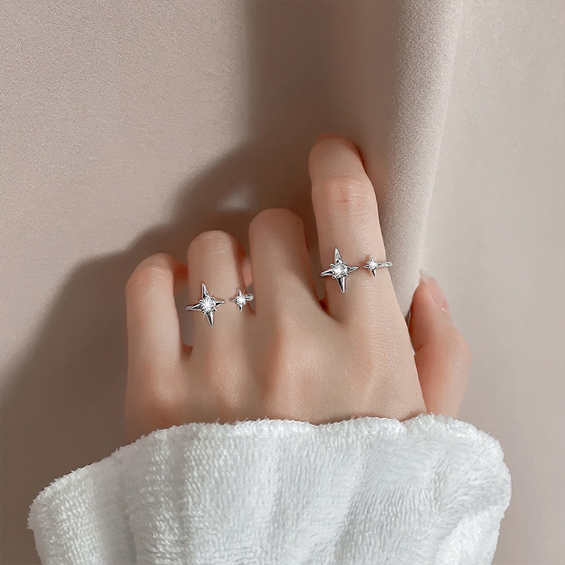 Tidak Teratur Cross Star Opal Rings Batu Alam Bintang Cincin Untuk Wanita Pria Pasangan Cincin Moonstone Geometris Egirl Cincin Unisex Perhiasan