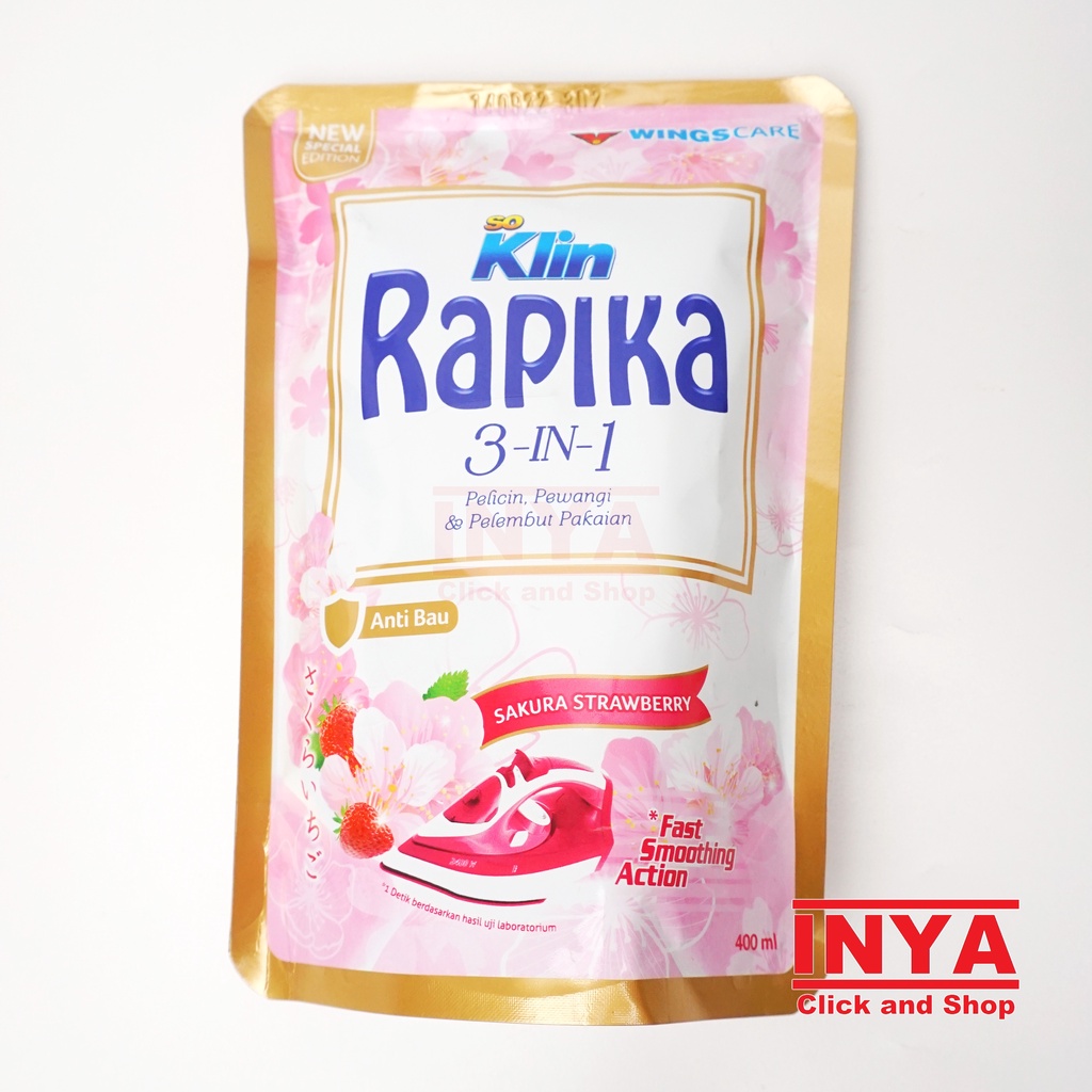 RAPIKA SOKLIN 3in1 ANTI BAU SAKURA STRAWBERRY 400ml REFILL - Pelicin Pakaian