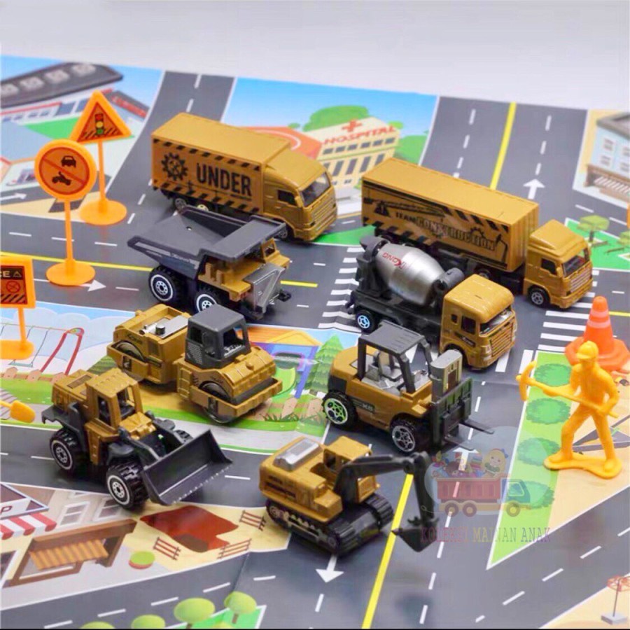 Mainan Anak Laki laki mobil Truk Set - Vehicle Construction Truck Playmat