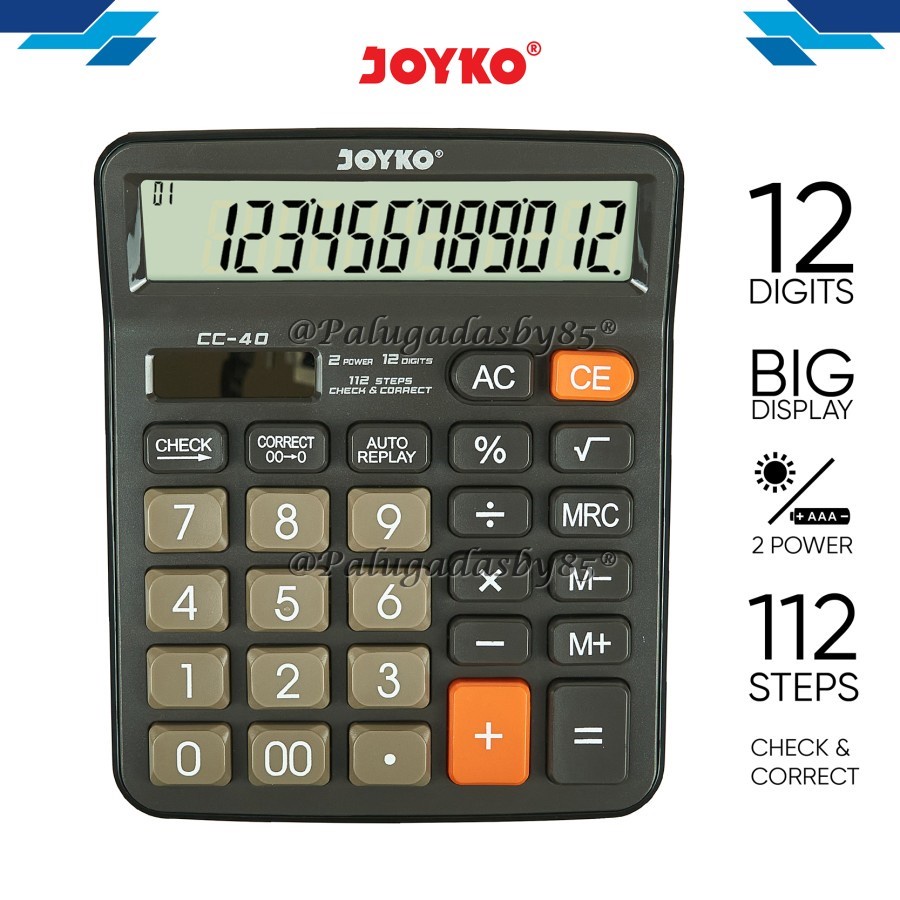 

Kalkulator Joyko CC-40 12 Digits Check Correct (1 Biji) / Calculator Joyko CC-40 / Joyko CC 40 / CC40