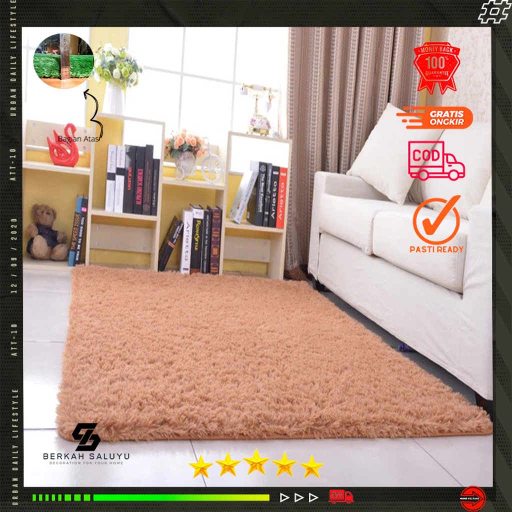 Karpet bulu rasfur ukuran 120x100x2.5cm isi busa Royal foam non anti slip
