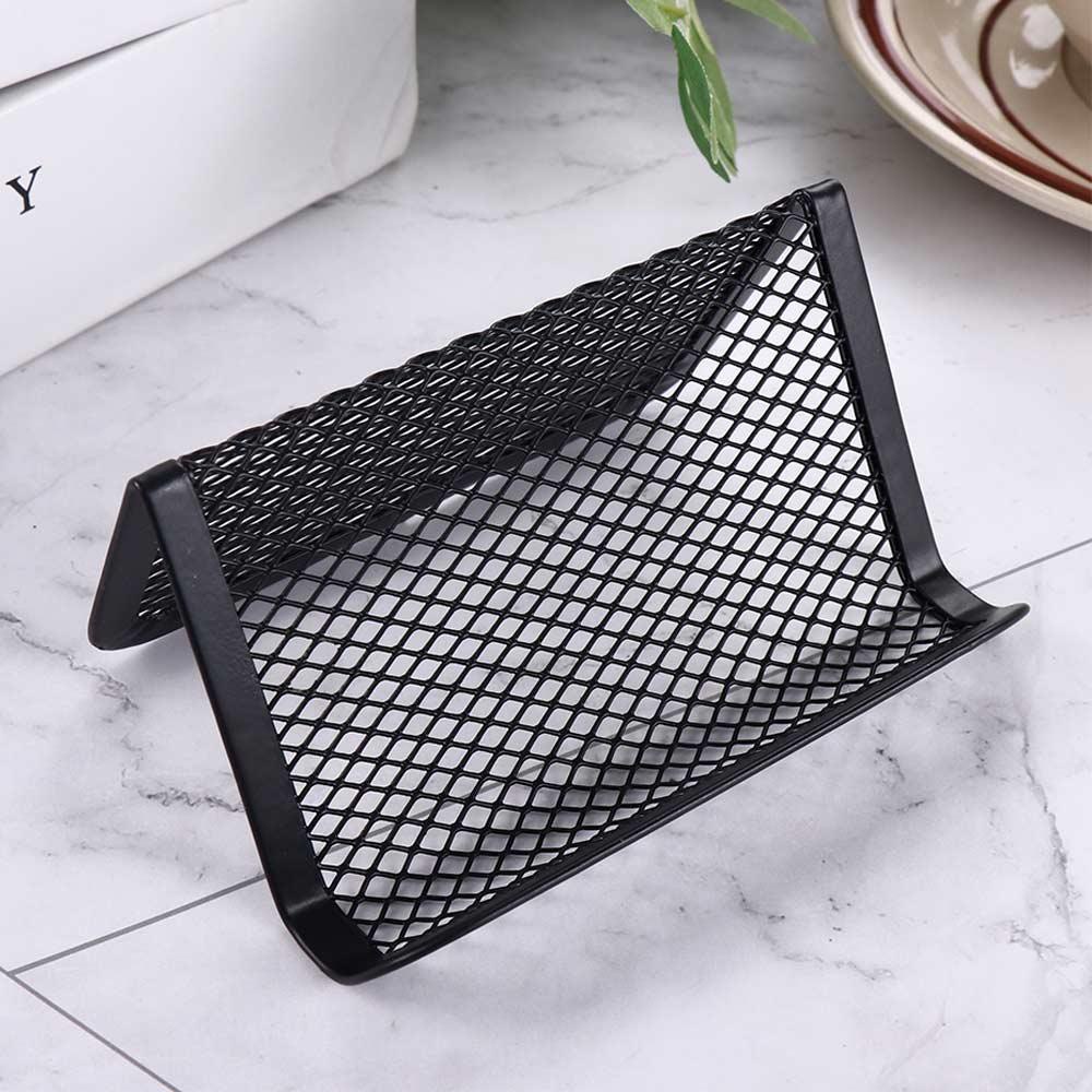 Nickolas1 Holder Kartu Nama Perlengkapan Kantor Hollow Card Memo Clip Holder Hitam Silver Stand Penyimpanan Meja Stand Pajangan Kartu Meja Rumah