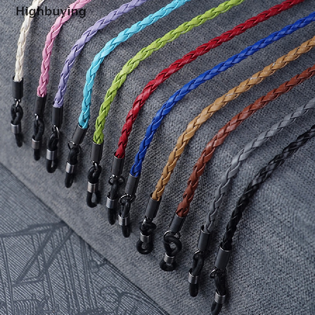 Hbid Tebal Twist Kacamata Hitam Tali Kulit Rantai Kacamata Dikepang Kacamata Lanyard Tali Olahraga Luar Ruangan Non-slip Aksesoris Kacamata Glory