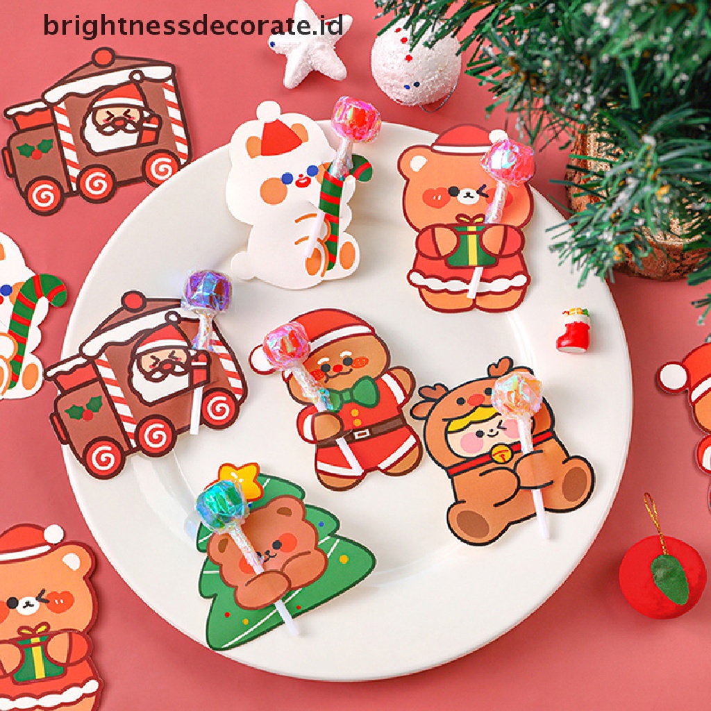 [Birth] 5pcs Kartun Kartu Lollipop Dekorasi Natal Hadiah Natal Tahun Baru [ID]