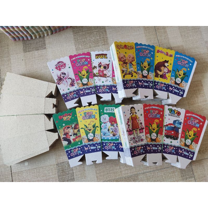 kertas popcorn duplex / kotak popcorn kraft / karton popcorn / paper popcorn / wadah popcorn / tempa