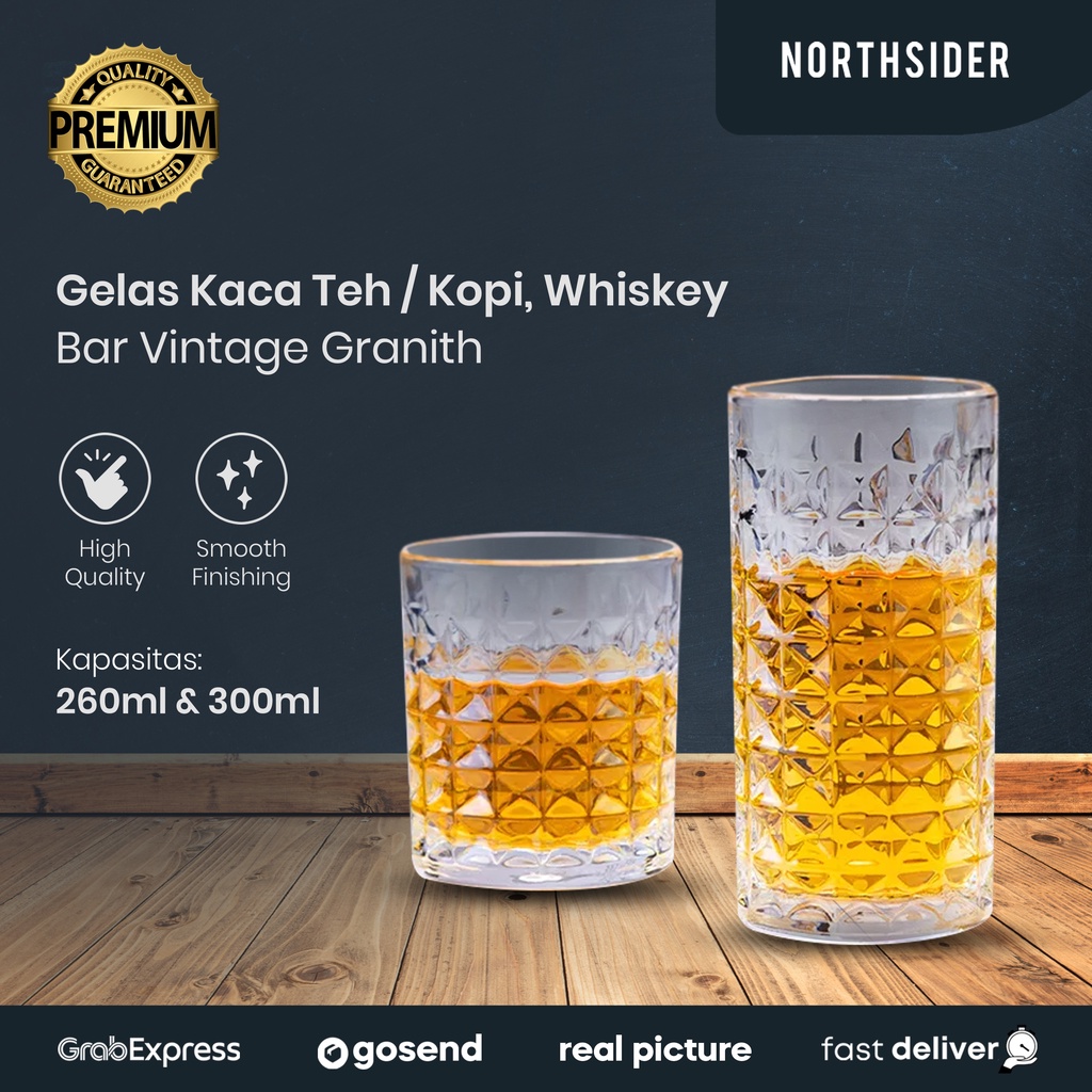 GELAS KACA KOPI TEH WHISKEY MINUMAN MOCKTAIL BAR VINTAGE GRANITH - 260ML