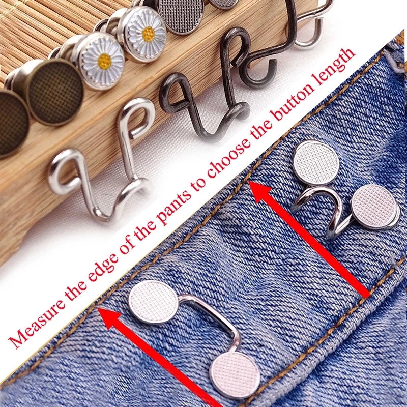 Kreatif Bunga Matahari Bebas Paku Pinggang Tombol/Jeans Mengencangkan Kancing Pinggang Cinched/Celana Gaun DIY Tak Terlihat Pinggang Gesper