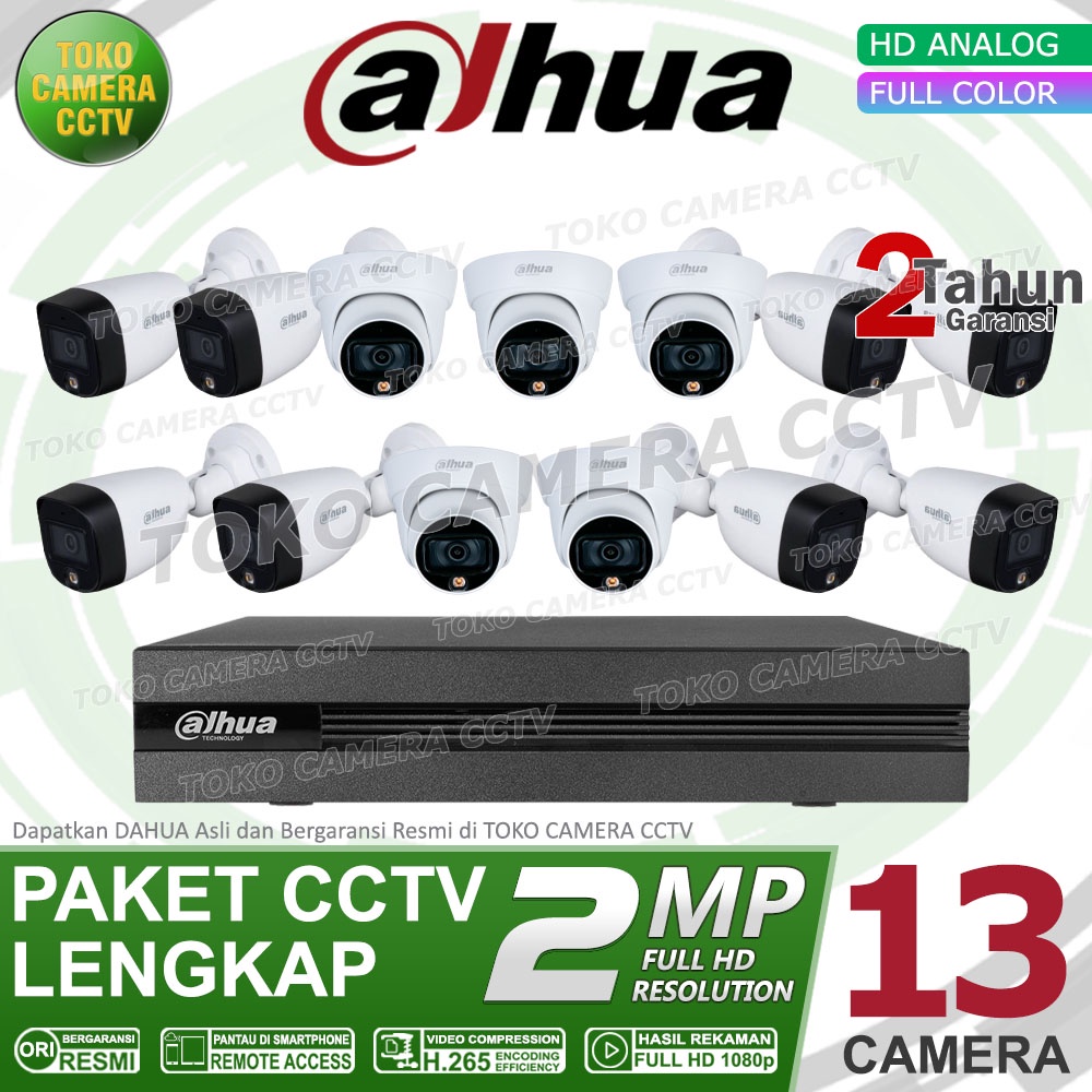 PAKET CCTV DAHUA 2MP FULL COLOR 16 CHANNEL 13 KAMERA