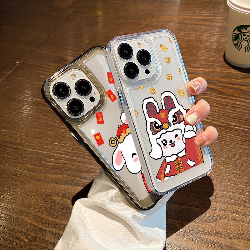 IPHONE Kelinci Lucu Soft Phone Case Kompatibel Untuk Iphone14 13 12 11 Pro XS Max X XR 78 6 6S Plus Casing Transparan Shockproof Silcone TPU Cover