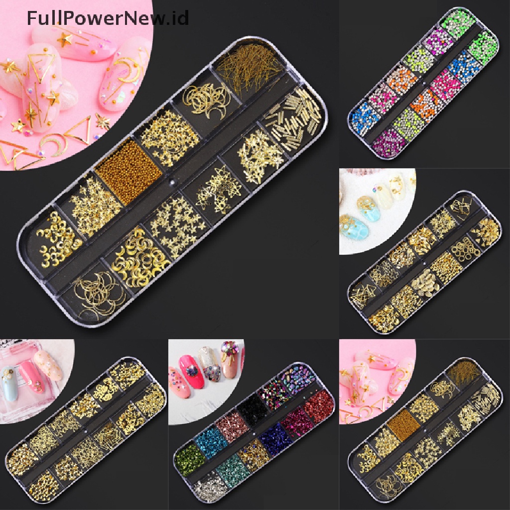 Power Berbagai 3D Nail Art Rhinestones Diamonds Permata Perhiasan Rivet Campur Dekorasi ID