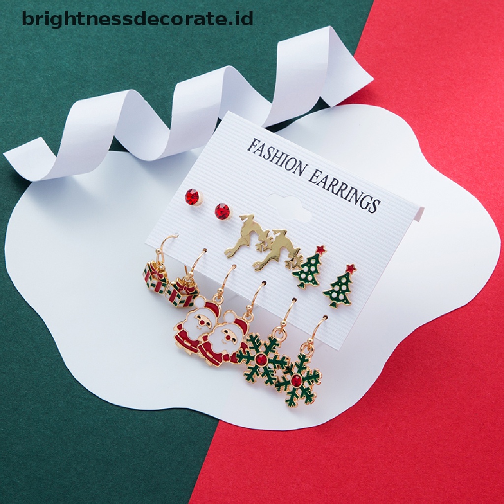 [Birth] 6pasang Giwang Telinga Natal Anting Pohon Christma Snowman2022 Merry Christmas Decor Kado Anak Perempuan Happy New Year2023 [ID]