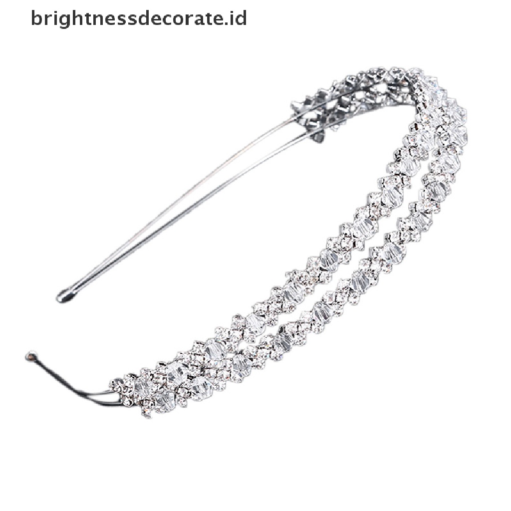 [Birth] Bando Pengantin Tiara Mahkota Pengantin Handmade Kristal Double Layer Wedding Hairband [ID]