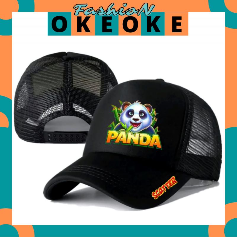 OkeOkeFashion Topi Trucker PANDA SCATTER - Topi Distro PANDA SCATTER Logo - Topi PANDA SCATTER Premi