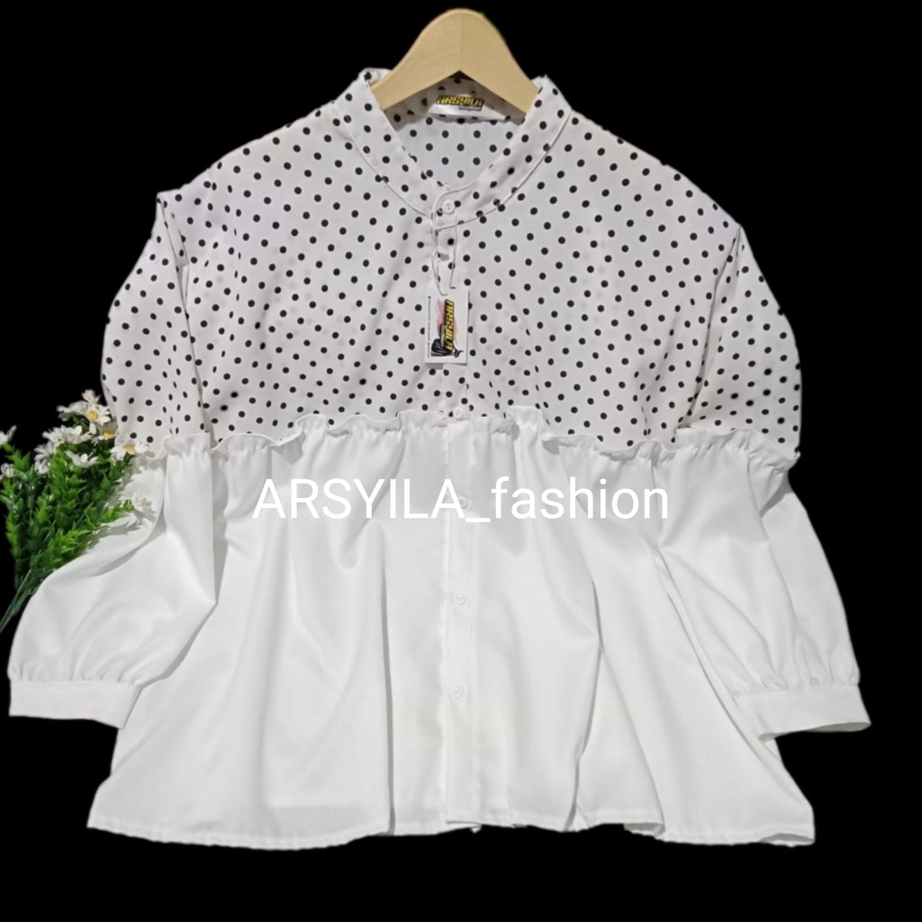 ARSYILA TOP BLOUSE/fashion Atasan Blouse Rempel Terbaru/kemeja busuy Jumbo Ukuran L XL XXL XXXL/Blouse Jumbo