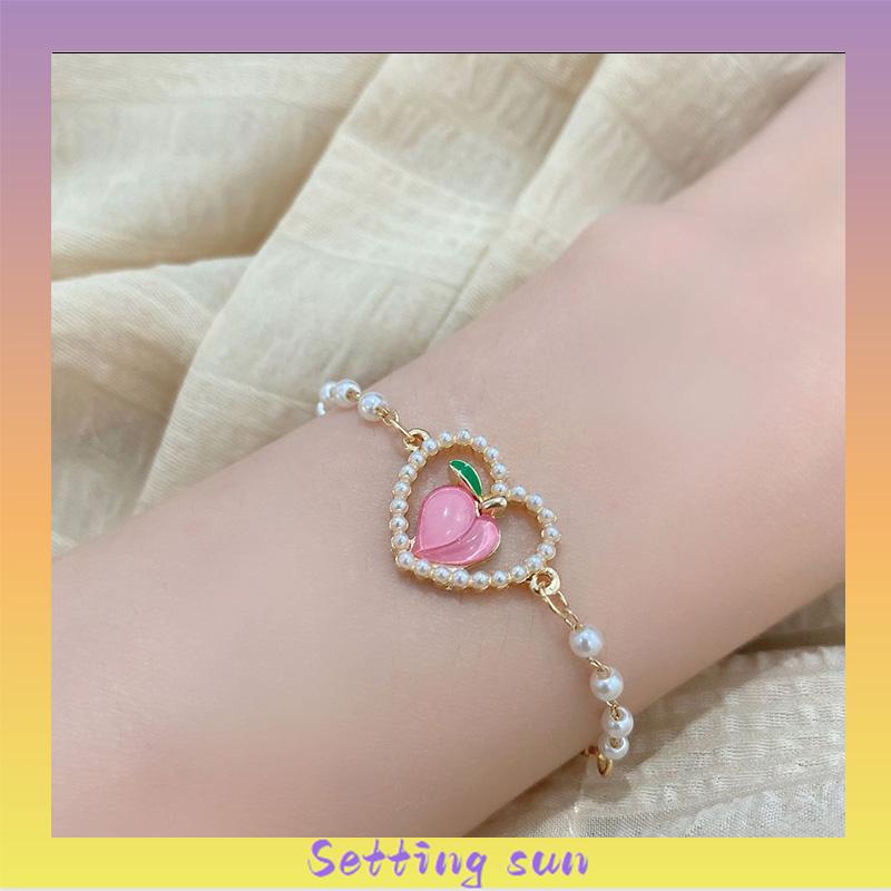 Gelang Hati Persik Simulasi Persik Manis Musim Panas Berlapis Emas Sweet TN