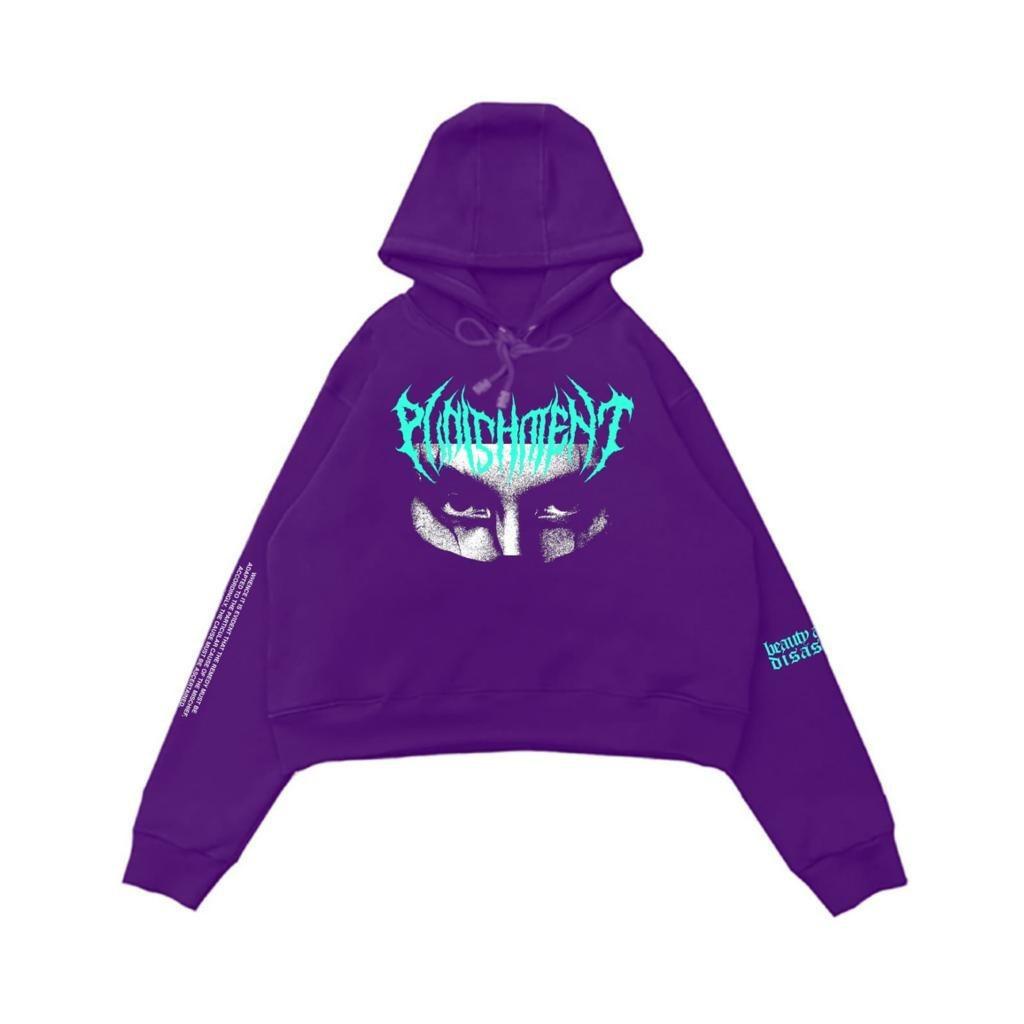 Punishment Hoodie Crop Fosmoutgre Purple Unisex