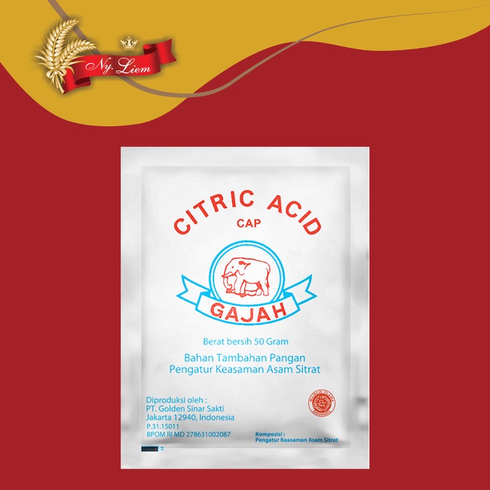 

GAJAH Asam Sitrat / Citric Acid / Citroen Zuur 50 gram