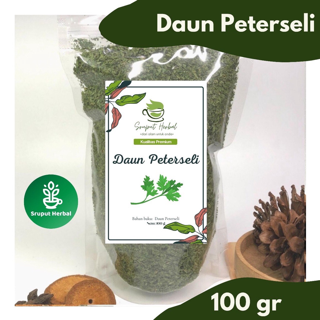 100g Daun Peterseli Daun Gagadodo Petroselinum Crispum Leaves Kualitas Premium Sruput Herbal